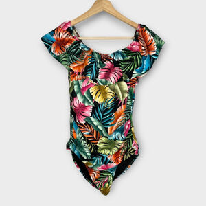 Swim Solutions Tummy-Control One Piece Swimsuit Woman's 12 Off Shoulder NWT $99